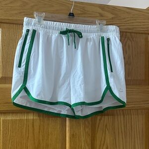 Beyond Yoga White Shorts with Green Trim